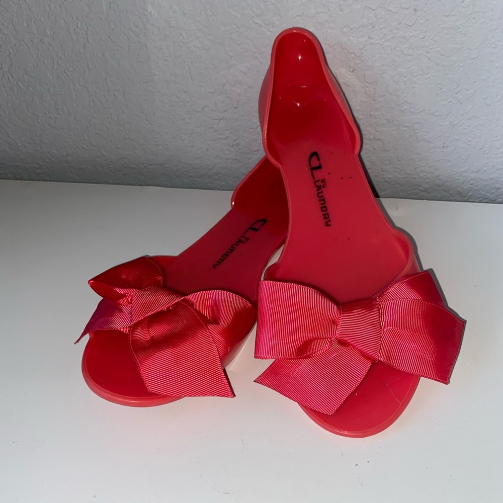 Hot pink / coral jelly flats